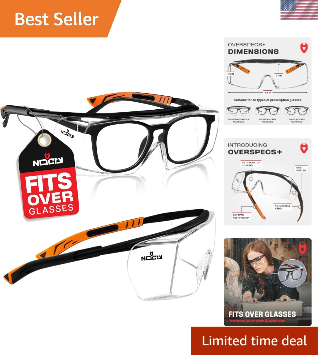 Over-Eyeglass Safety Goggles – Abrasion Resistant & Lightweight Design