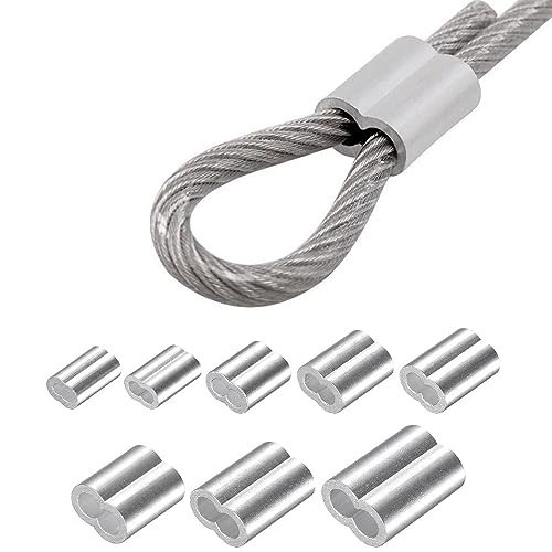 200 Pcs Aluminum Crimping Loop Sleeve 1/16″,Cable Crimp Ferrules for Wire…
