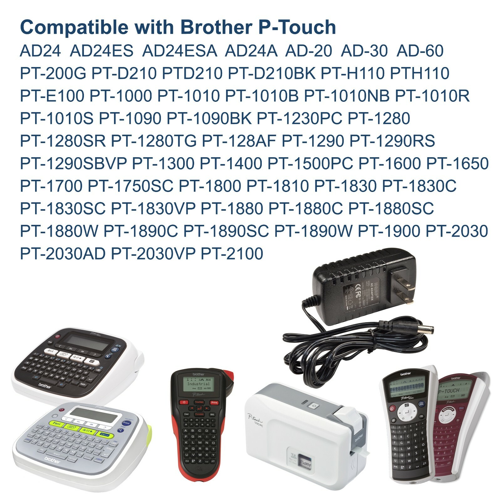 AC Power Adapter for Brother P-Touch PT-D200 PT-D200BT PT-D200VP PT-H105 PT-H110