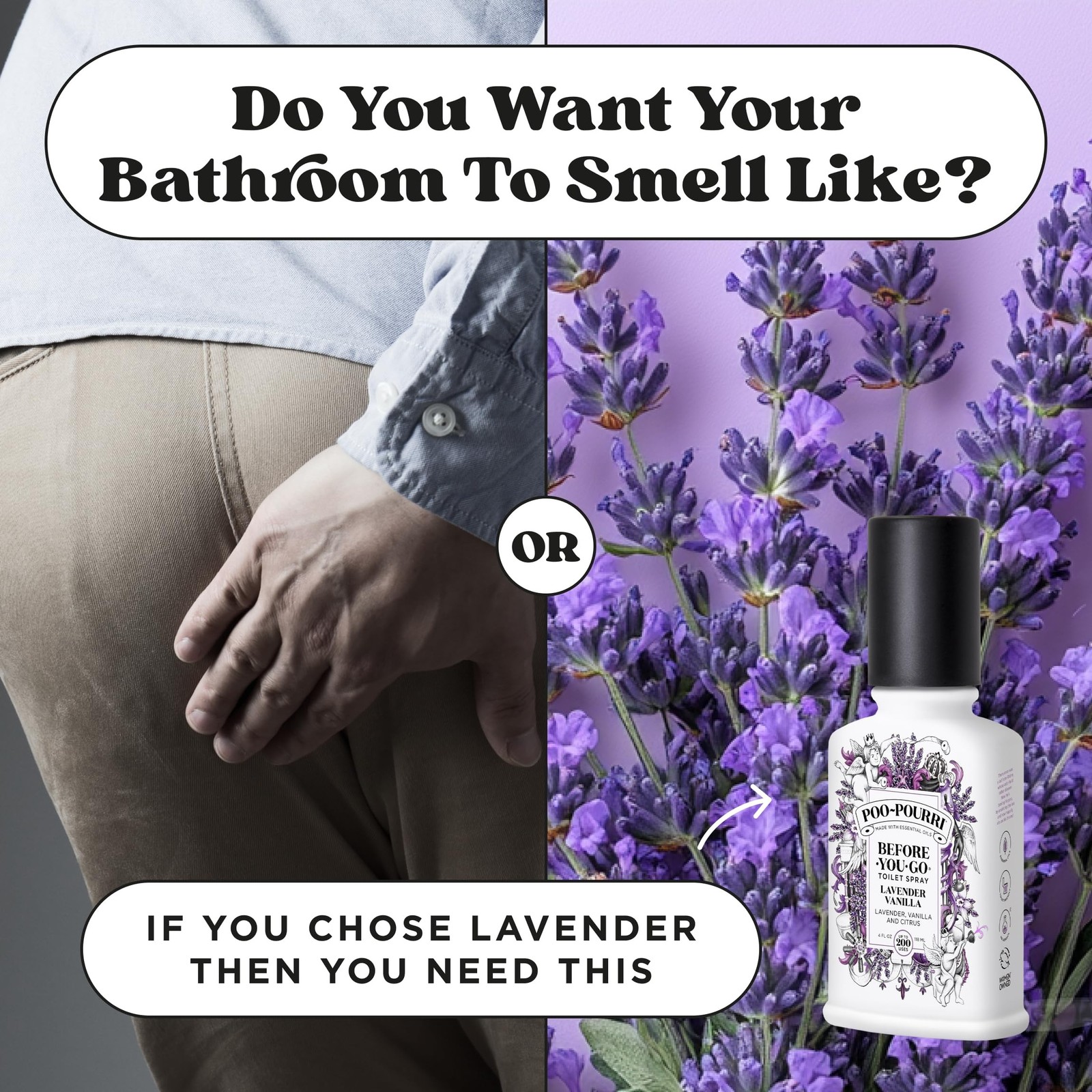 Poo-Pourri Before-You-Go Toilet Spray, Lavender Vanilla, 4 Fl Oz, Up to 200 U…