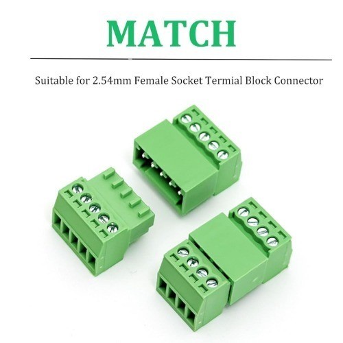 10 PCS 5 Pin 2.54mm Pitch Screw Terminal Block Connector 26 18 AWG Pluggable