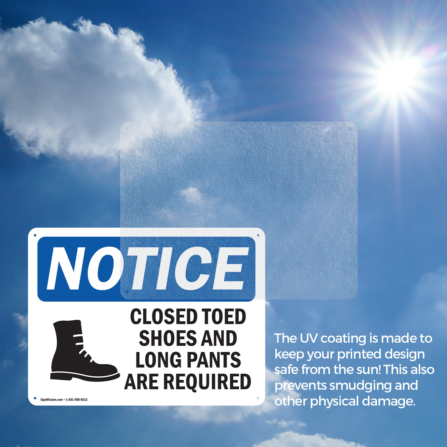 (2 Pack) Closed Toed Shoes And Long Pants OSHA Notice Sign Decal Metal Plastic