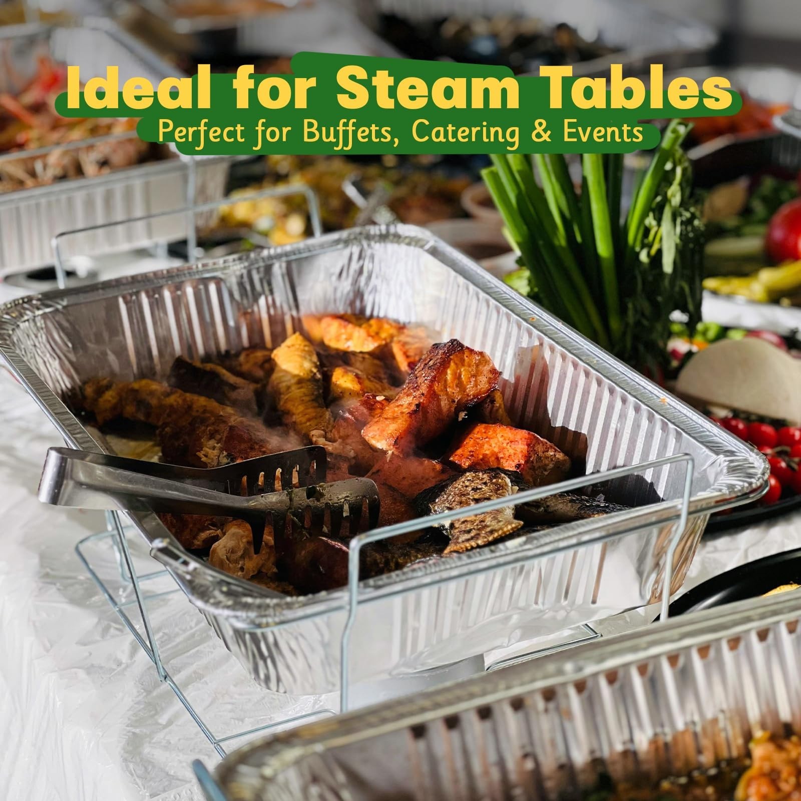 9×13 Aluminum Pans with Lids [25 Pack], Extra Heavy Duty Half Size Disposable…