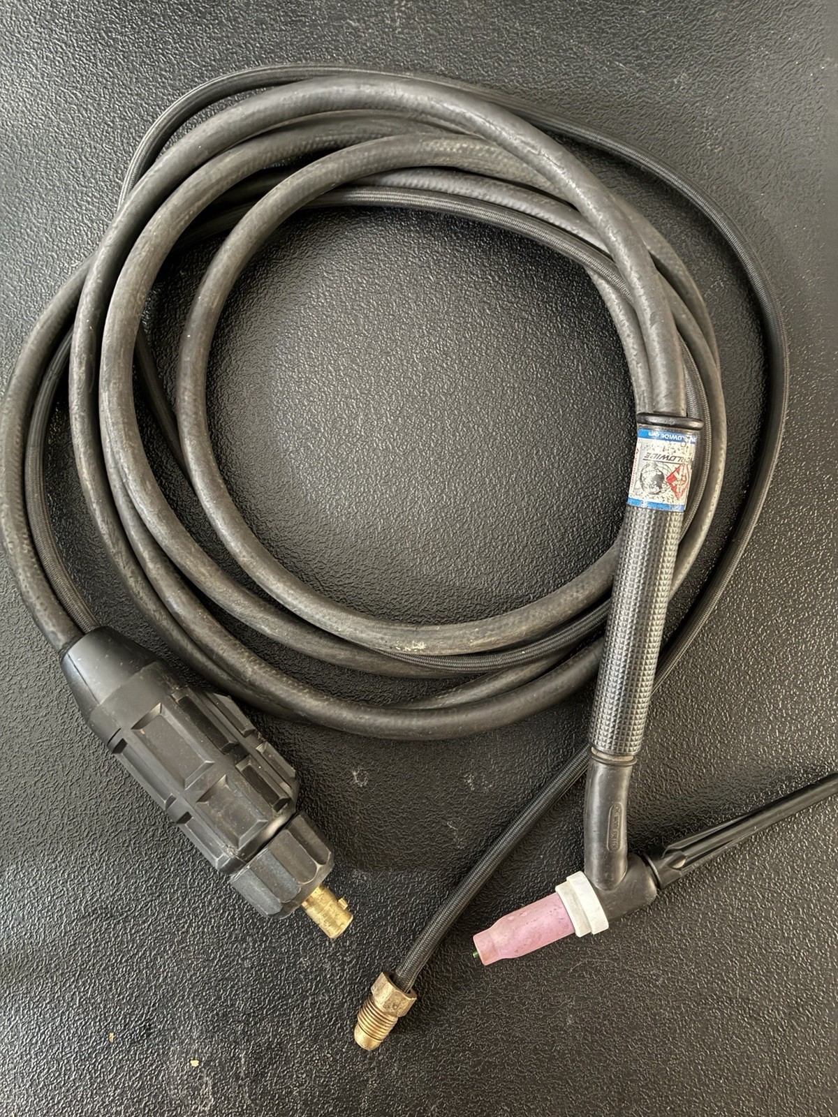 CK Worldwide Air-Cooled TIG Torch w/ Cable, Connector, Pink Cup & Collet Parts