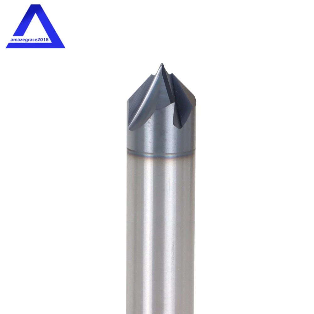 2Pcs 3/8″ 4 Flute 90 Degree Double End Carbide Chamfer Mill 2.5″ Overall Length