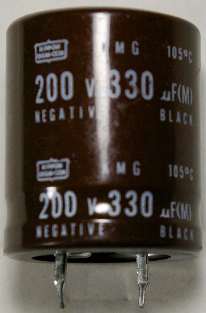 330uF 200V 105°C 25x30mm Snap In Electrolytic Capacitor Nippon Chem-Con Quan 2