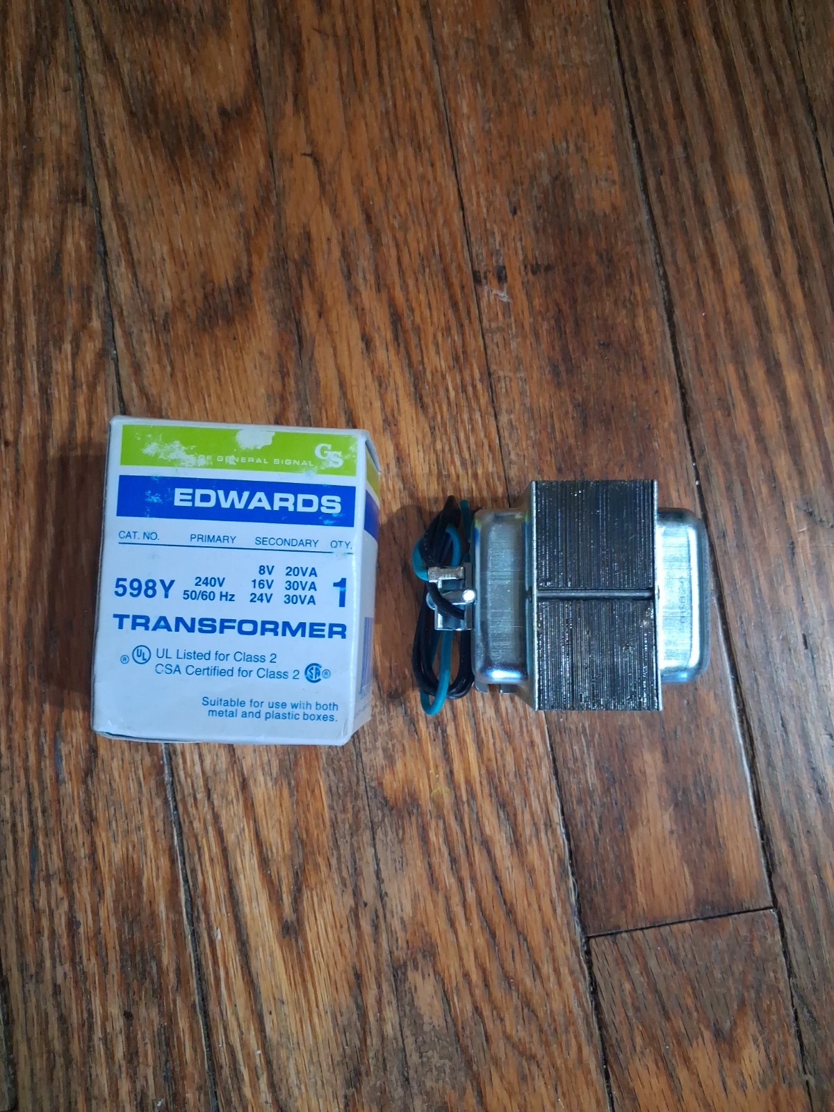 Edwards Class 2 Signal Transformer 598Y 30VA 240V 50/60Hz In, 8V 16V 24V Out