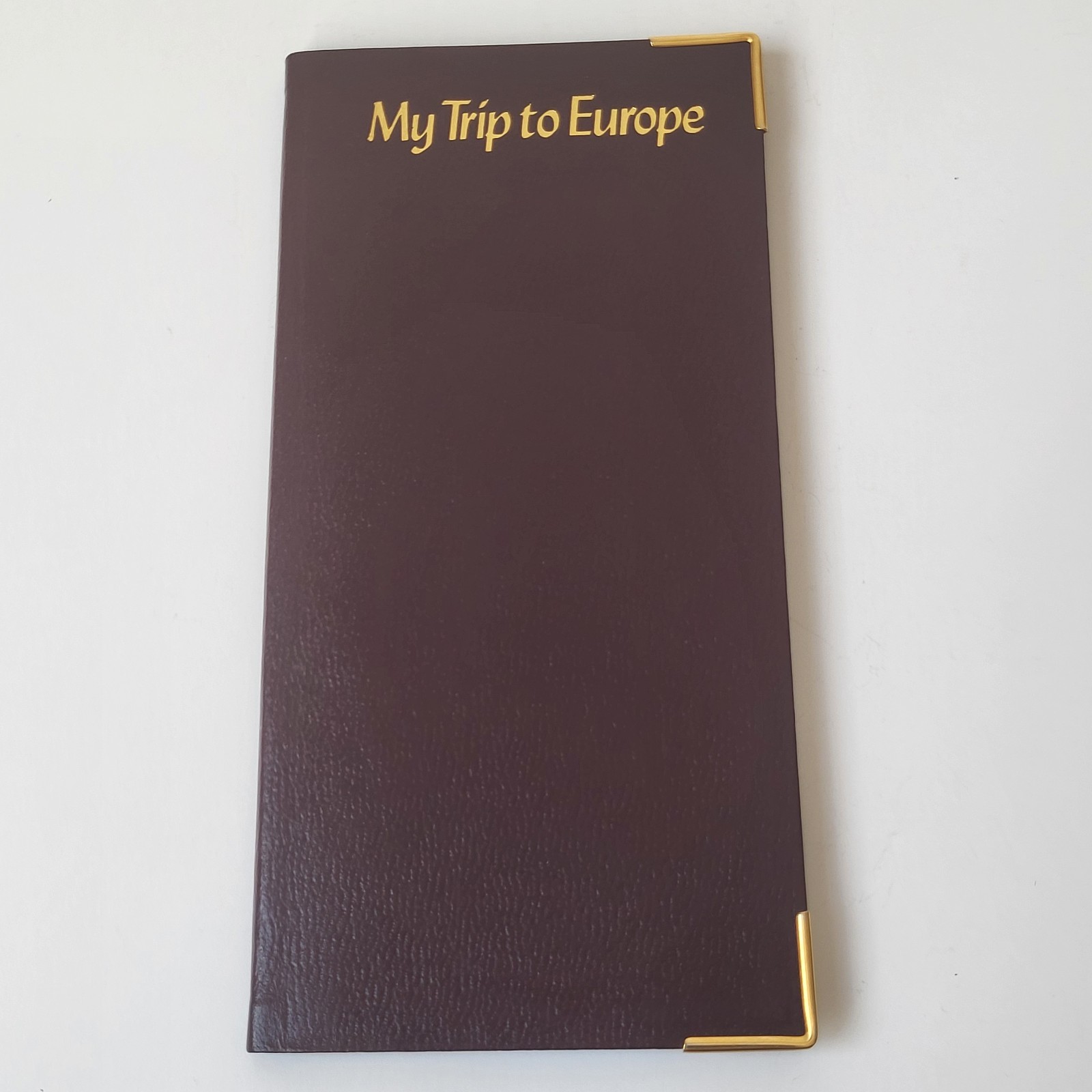 Vintage Letts of London Travel Diary Europe Book Maroon Bonded Leather Gold Trim