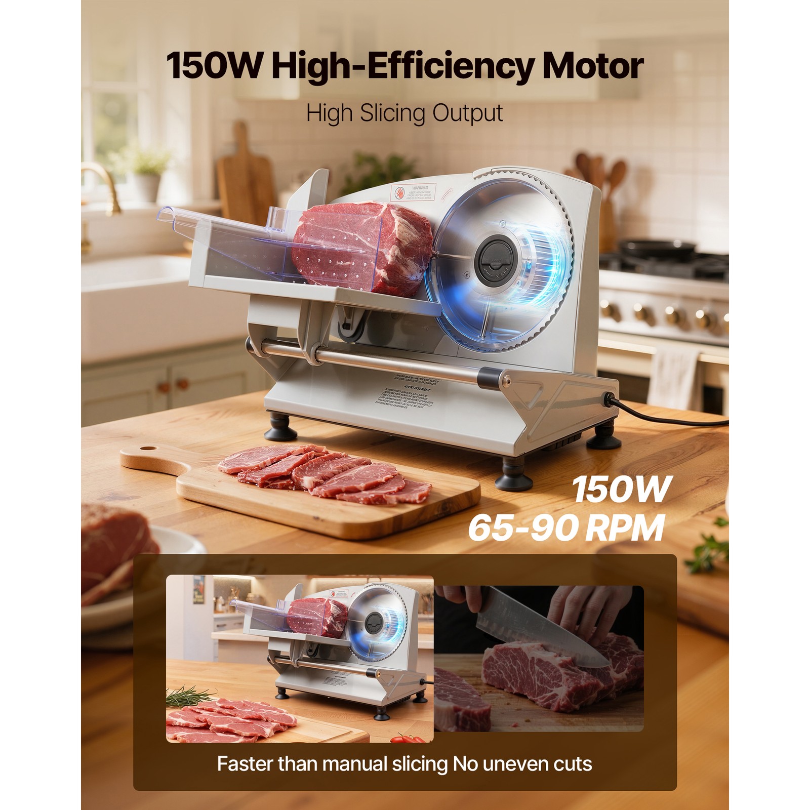 Uimoso Electric Meat Slicer Machine 150W with 6.7-Inch Blade for Home Use