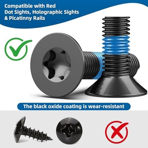 61pcs Red Dot Sight Screw Kit Alloy Steel Flat Head Optics Mount Set Black