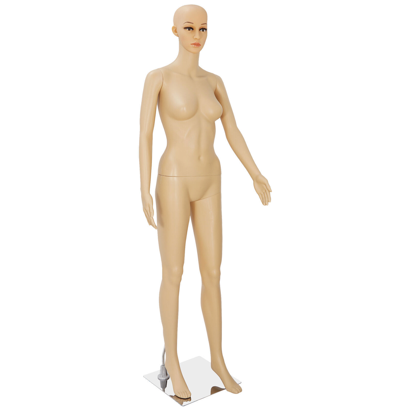 Female Mannequin Full Body PP Realistic Display Head Turns Dress Form with Base