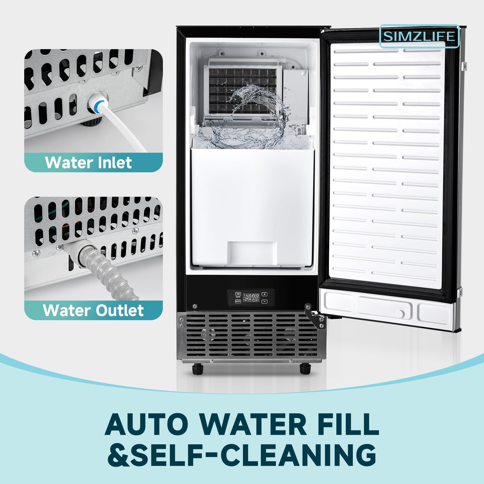 80lbs/24H Undercounter Commercial Ice Maker, Freestanding/Built-In / Clear Cube