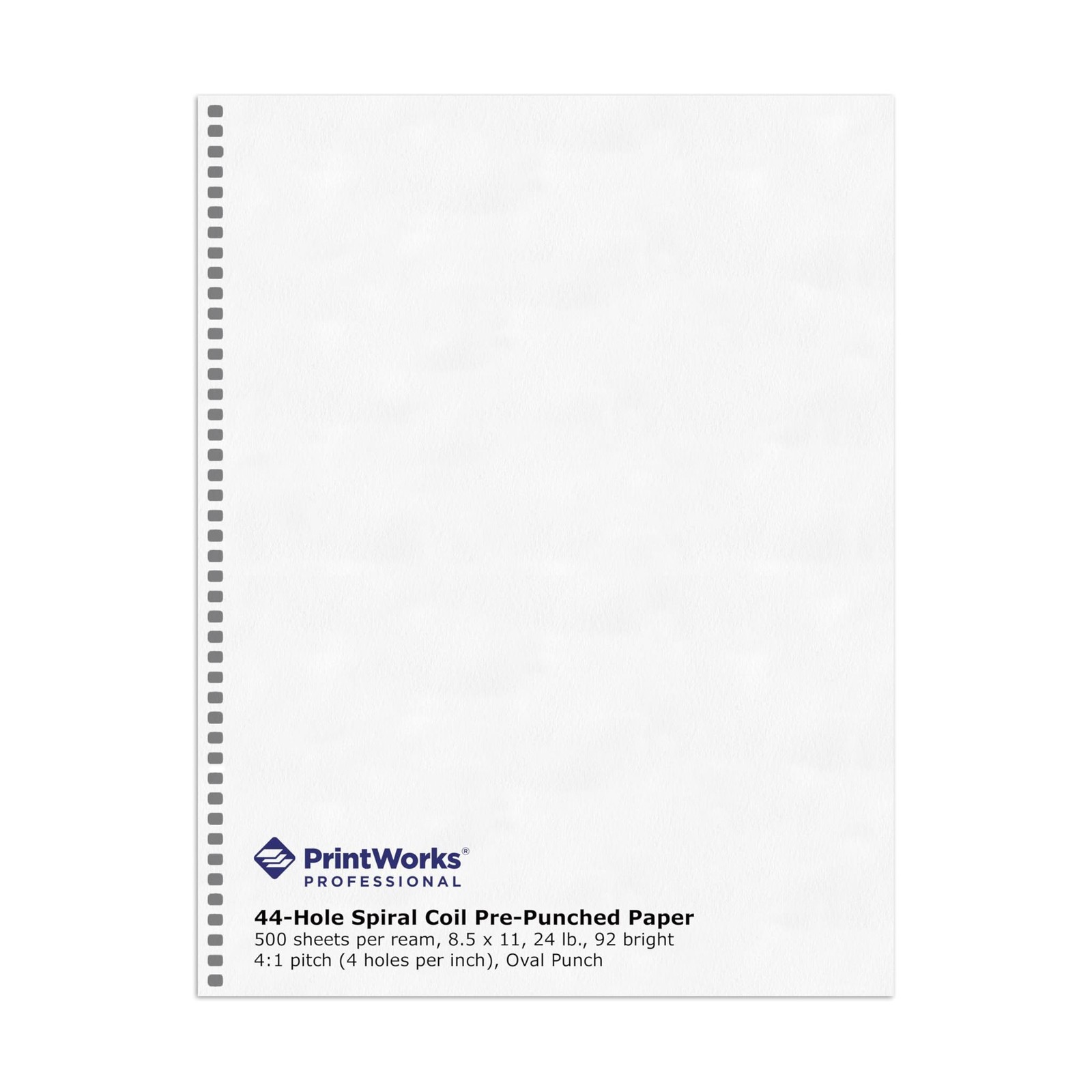 PrintWorks Professional Pre-Punched Spiral Binding Paper – 44-Hole (4:1 Pitch Ho