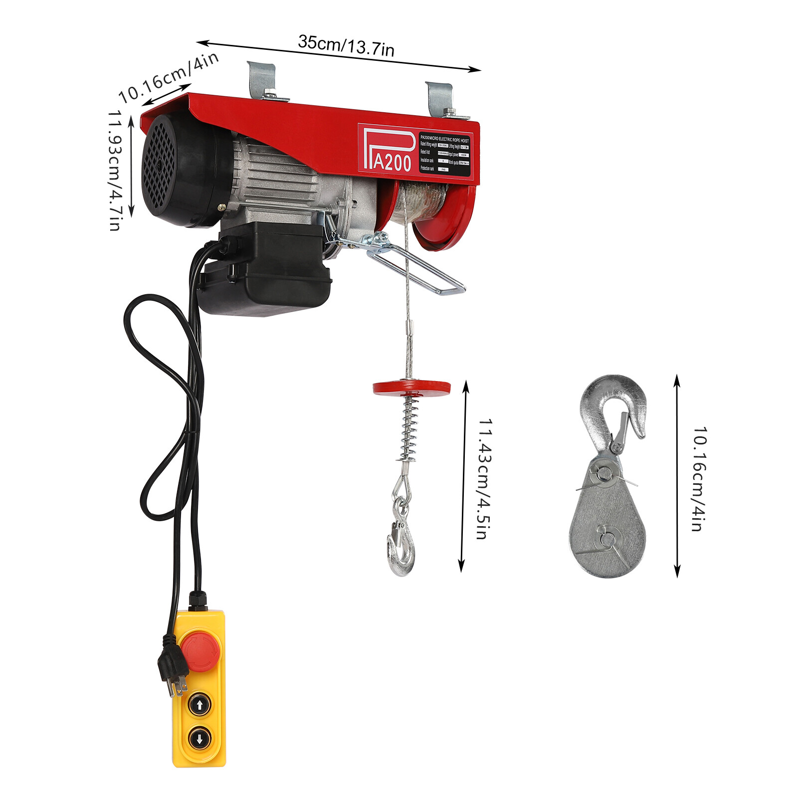200kg/440lbs Electric Hoist Winch Engine Crane with Remote Control 110V