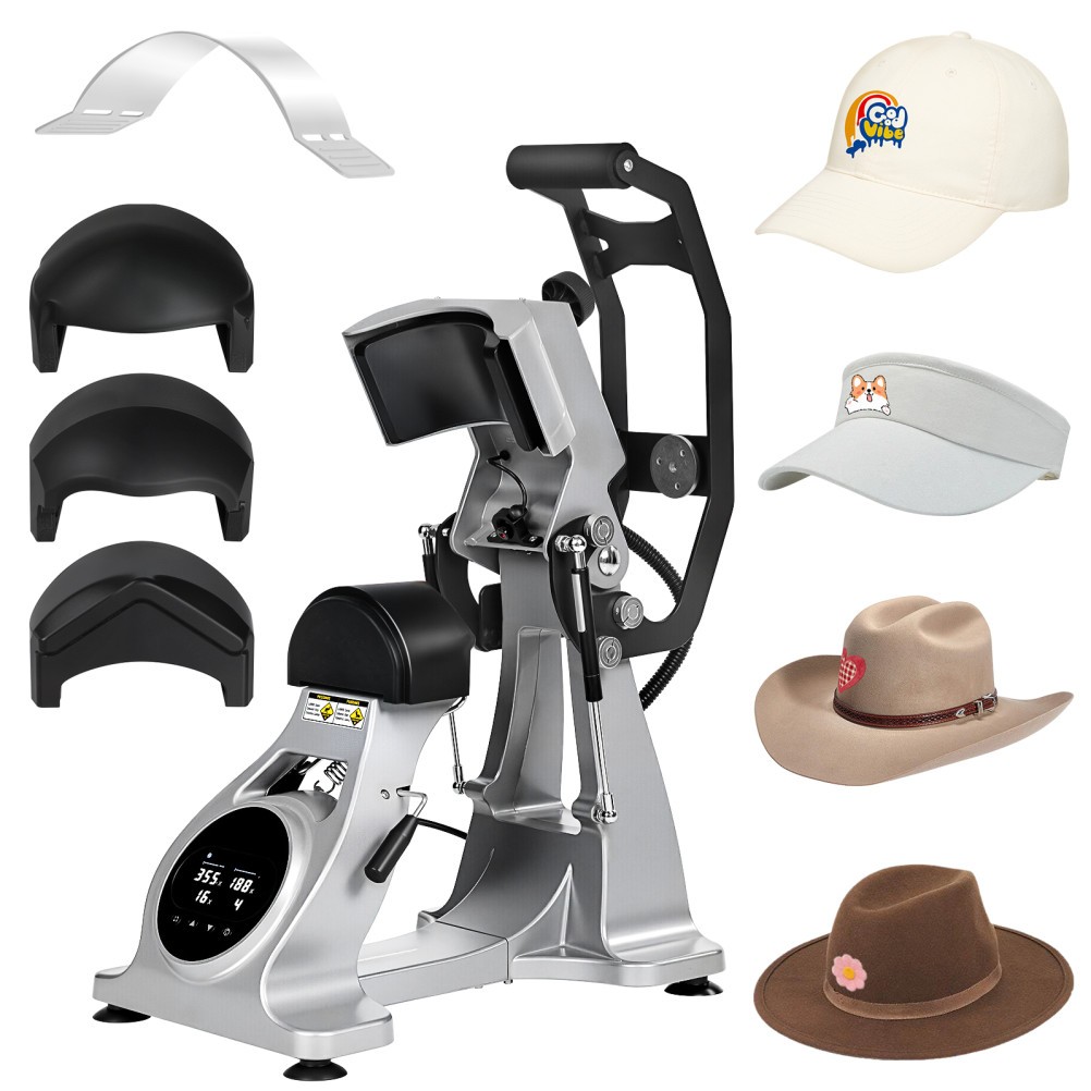 Dual Heater Hat Heat Press Semi-Auto Open Printing Cap Machine w/Laser Alignment