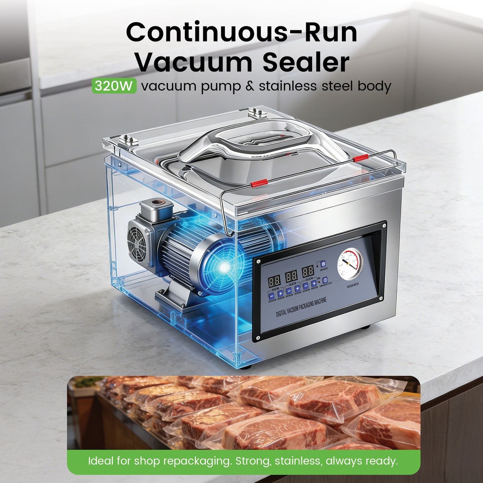 Chamber Vacuum Sealer DZ-260C Commercial Food Sealing Packing Machine 320W