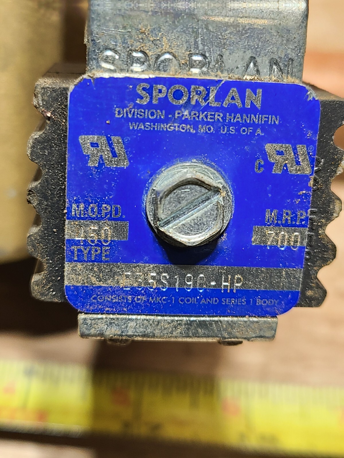 Sporlan E35S190-HP Solenoid Valve With 120 Vac Coil. 1-1/8” ODF,