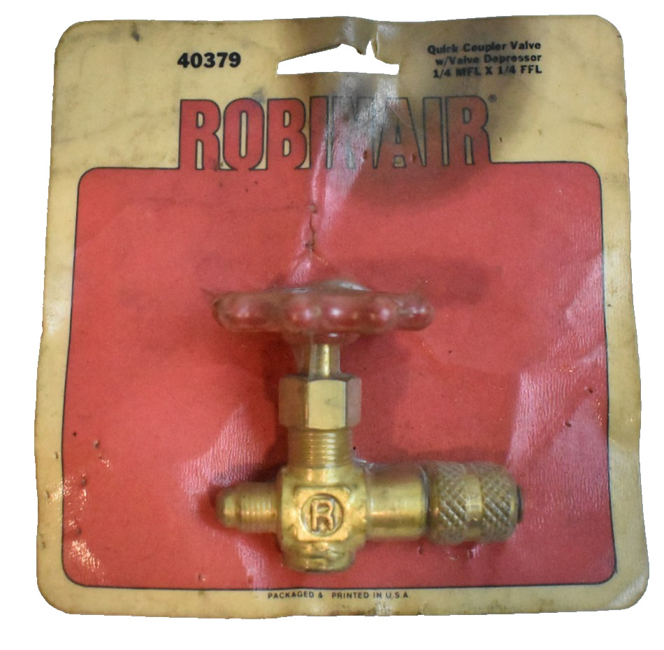 Robinair 40379 Quick Coupler Valve with Depressor 1/4 MFL x 1/4 FFL NOS