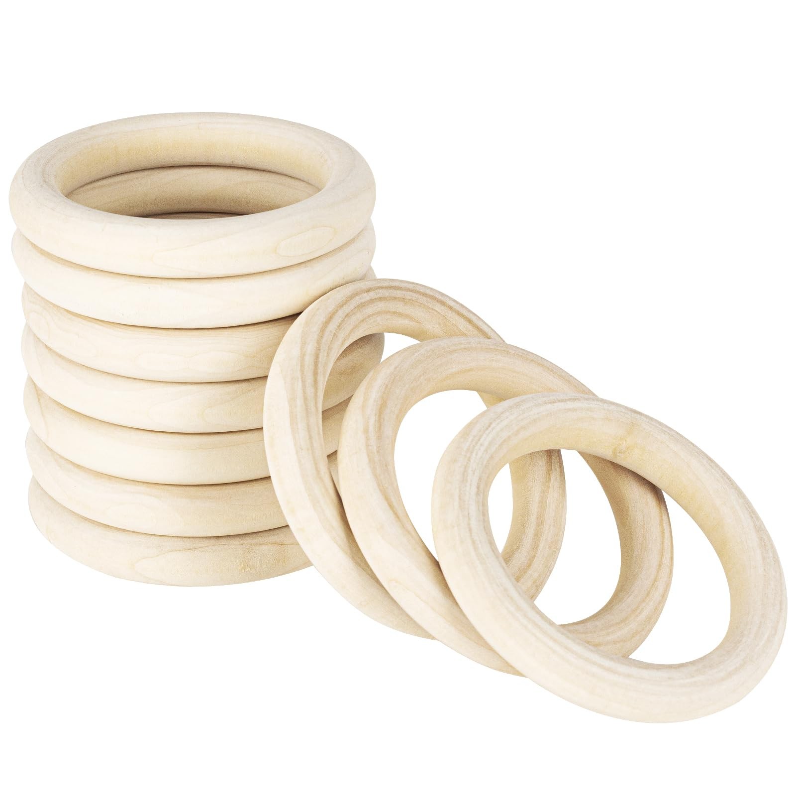 2 Inch Wooden Rings for Craft, 50Pack 50 mm Diameter Unfinished 50mm