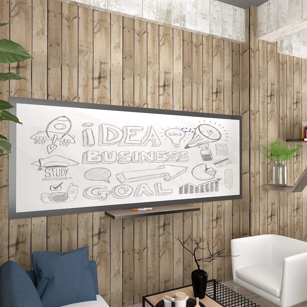 VEELIKE 78.7″x17.7″ Dry Erase Whiteboard Wallpaper Peel 79″W x 17.7″H, White