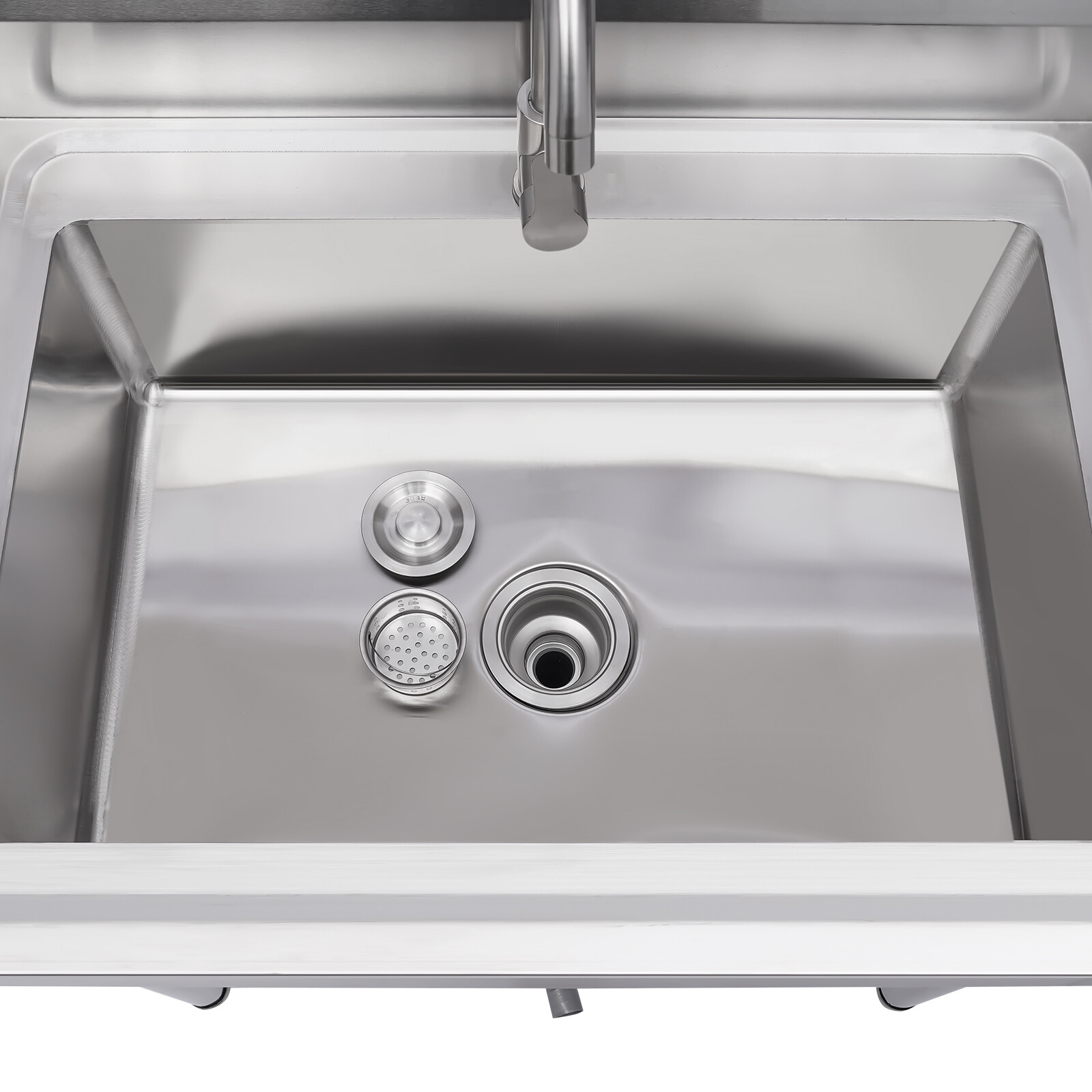 Commercial Stainless Steel 1-Compartment Kitchen Utility Sink With Faucet