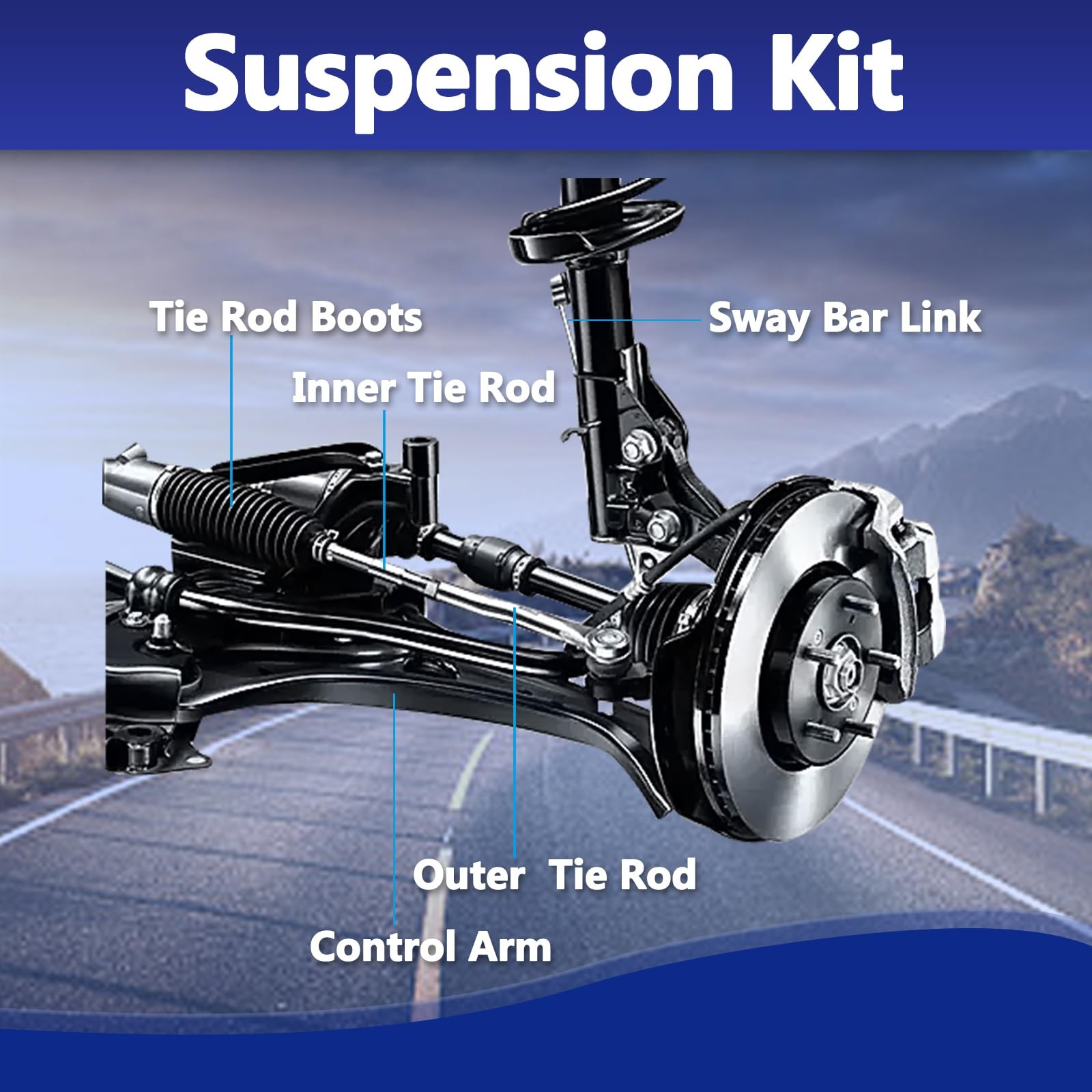 8 PCS Front Lower Ball Joint Tie Rods Suspension Kit for VW Jetta Golf