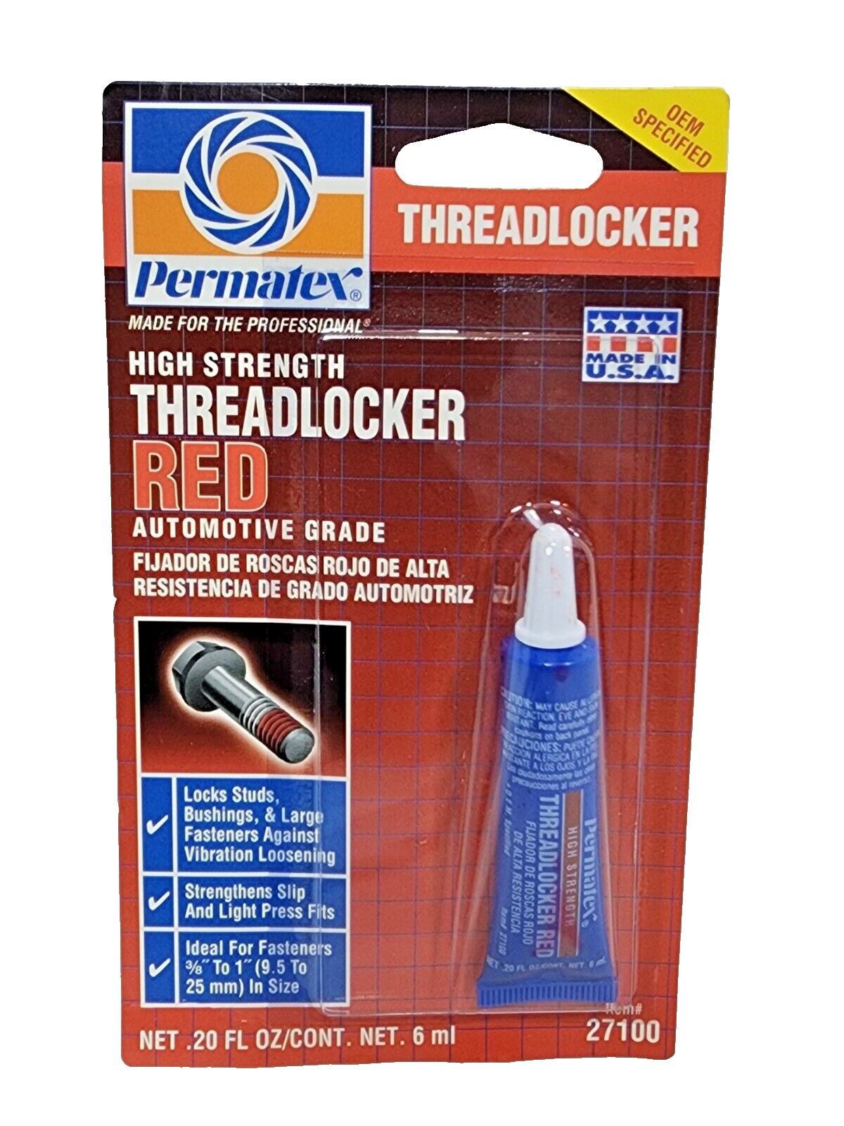 2 PACKS Permatex Threadlocker RED High Strength 6 ML -FREE SHIPPING!