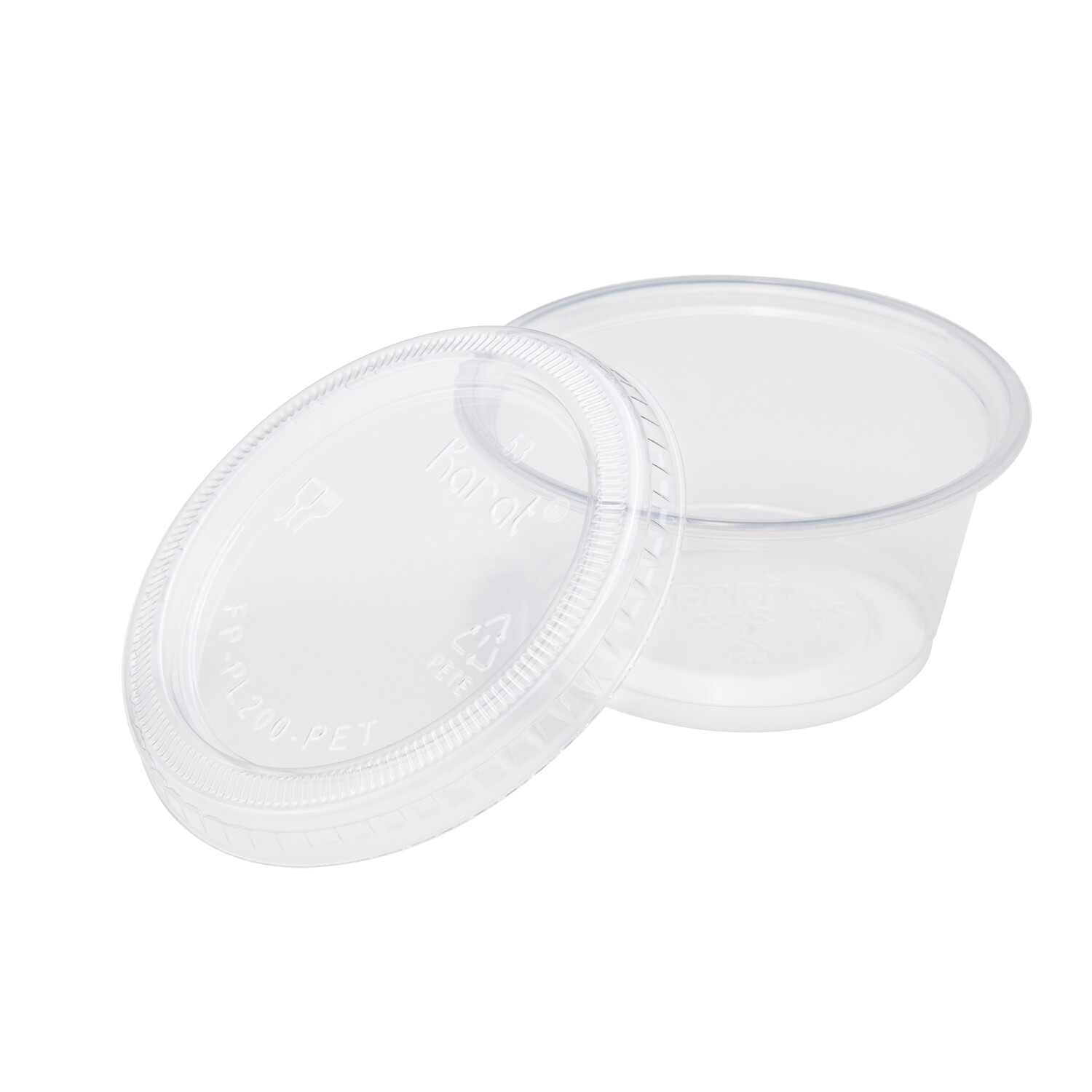 Karat 1oz Squat-2oz PET Plastic Portion Cup Lids – 2,500 ct, FP-PL200-PET