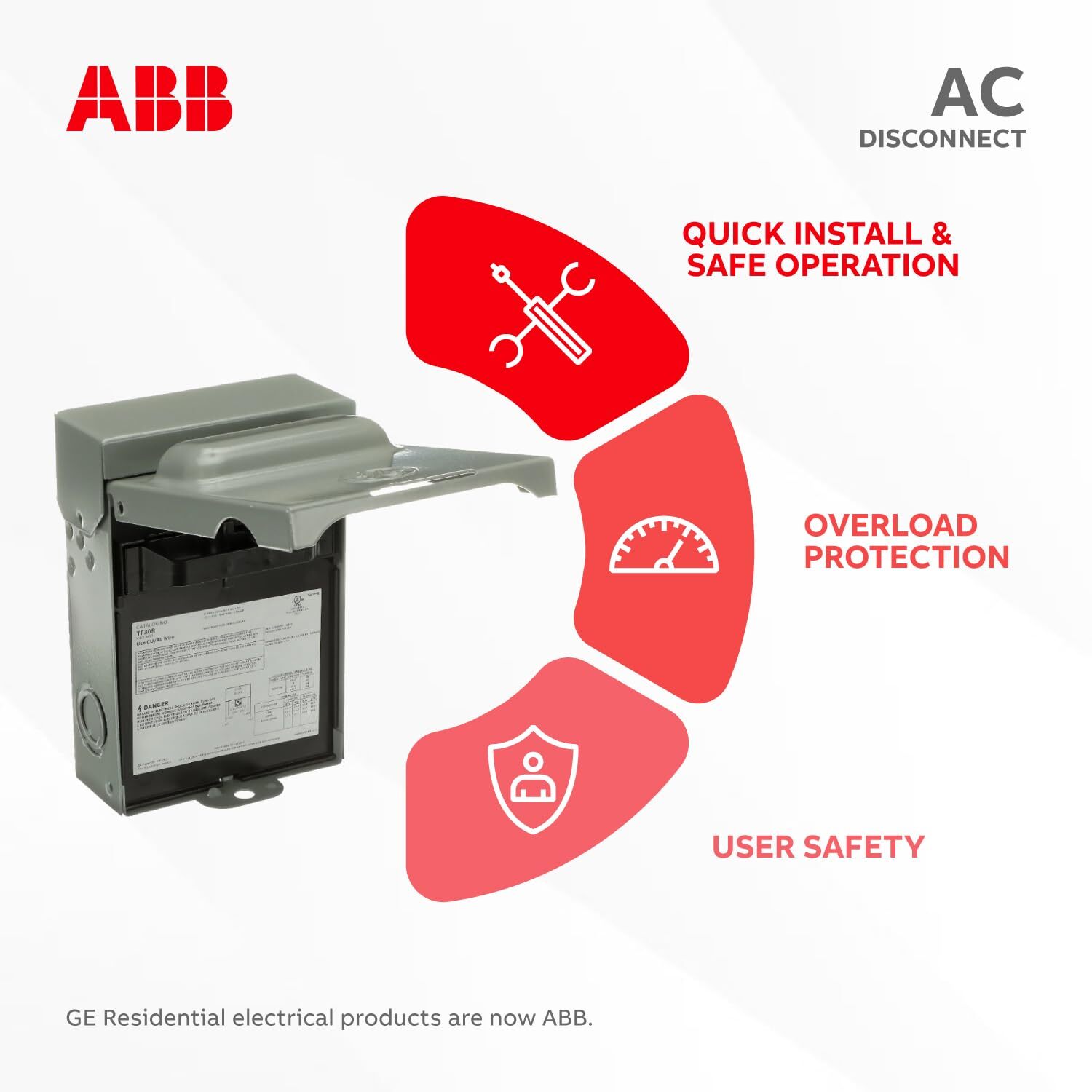 ABB TF30RCP • Weatherproof Fused AC Disconnect Switch • AC Disconnect 30A 240V