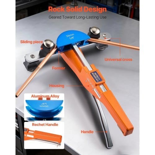 VEVOR CT-S999F-C Tubing Bender Kit 1/4 to 7/8 Inch Ratcheting Pipe Bender HVAC