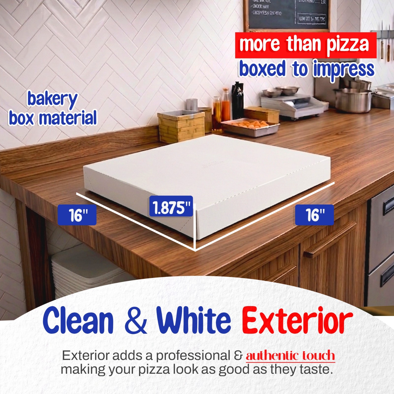 MT Products 16″ x 16″ x 1.9″ Extra Thin White Paperboard Pizza Boxes, Pack of 10