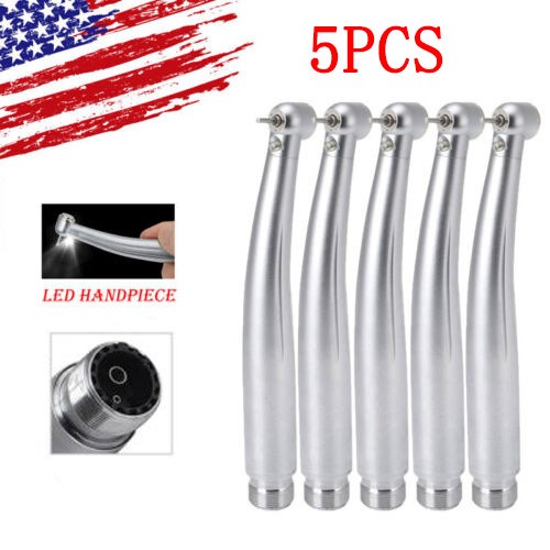 5Pcs E-generator LED Fiber Optic Dental High Speed Handpiece 4Hole 3 Water Spray