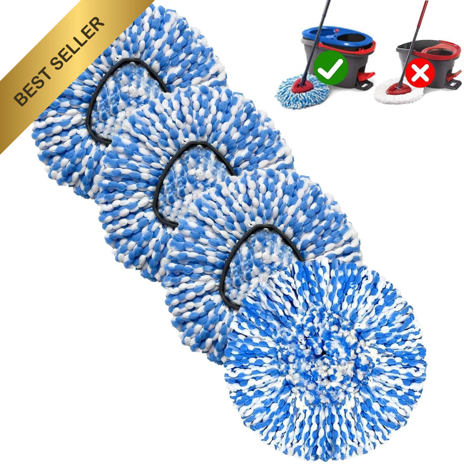 4 Pack Mop Refill Heads Spin Microfiber Washable For OCedar RinseClean 2 Tank
