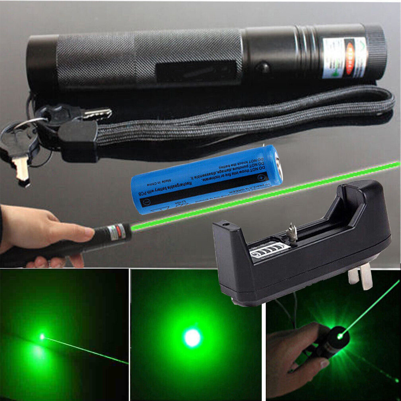 9900Miles 532nm Green Laser Pointer Pen Light Visible Beam Rechargeable Lazer