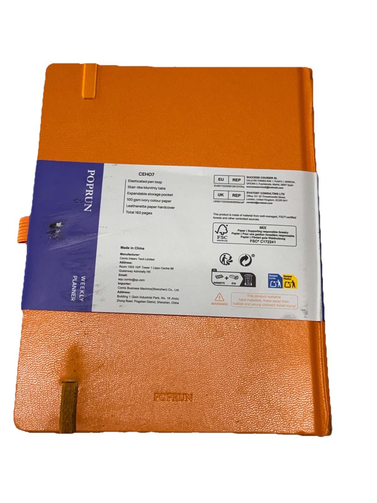 Poprun Vertical Weekly Planner Agenda 6.5×8.75 Orange Organizer