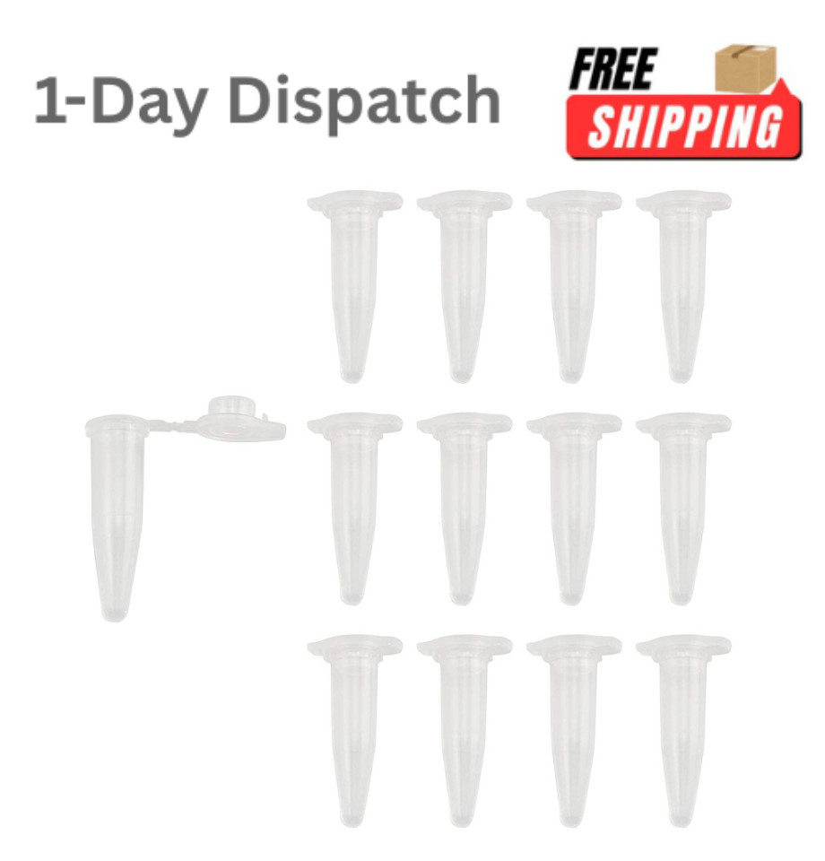 Tegg 200PCS 0.5ml Microcentrifuge Tubes with Attached Lids Clear