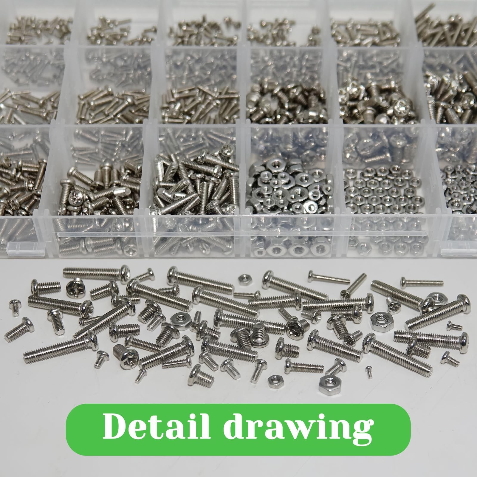 1240Pcs 304 Stainless Steel Metric Micro Screws Nuts Assortment, M1 M1.2 M1.4…