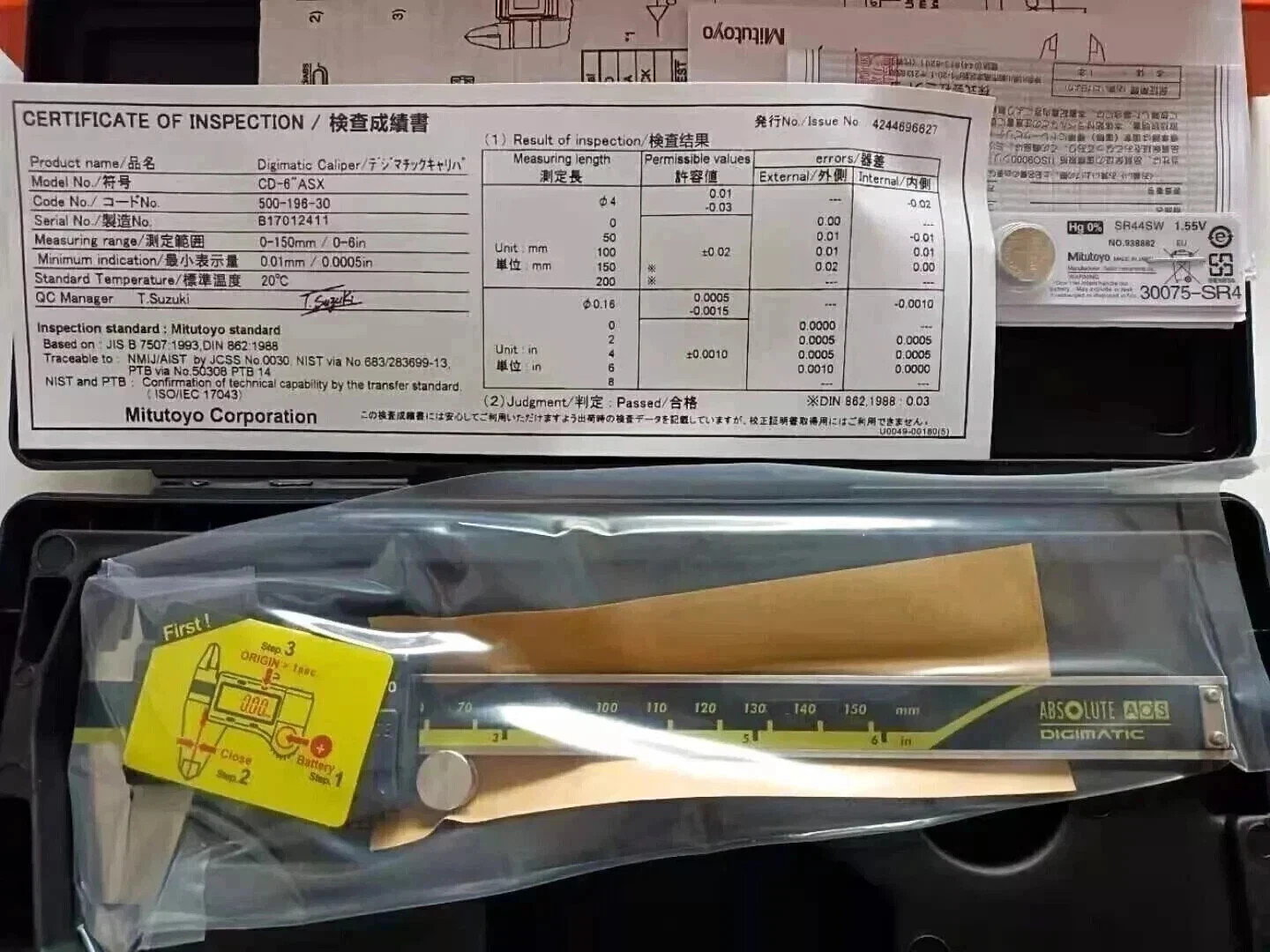 500-196-30 Mitutoyo Japan 150mm/6″ Absolute Digital Digimatic Vernier Caliper US