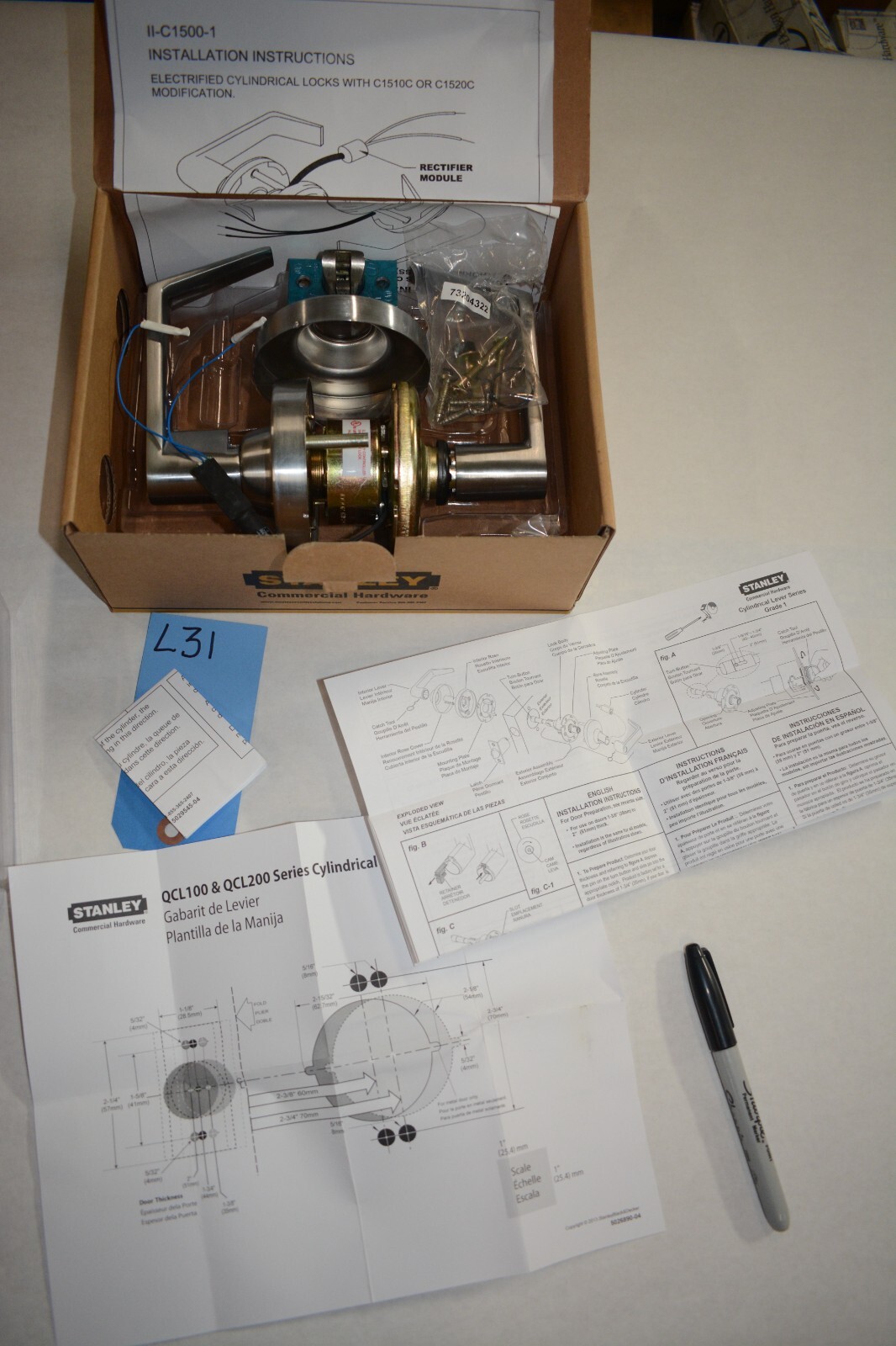 Dormakaba / Stanley Electrified Lock set electronically Unlocked SFIC QCL195M62