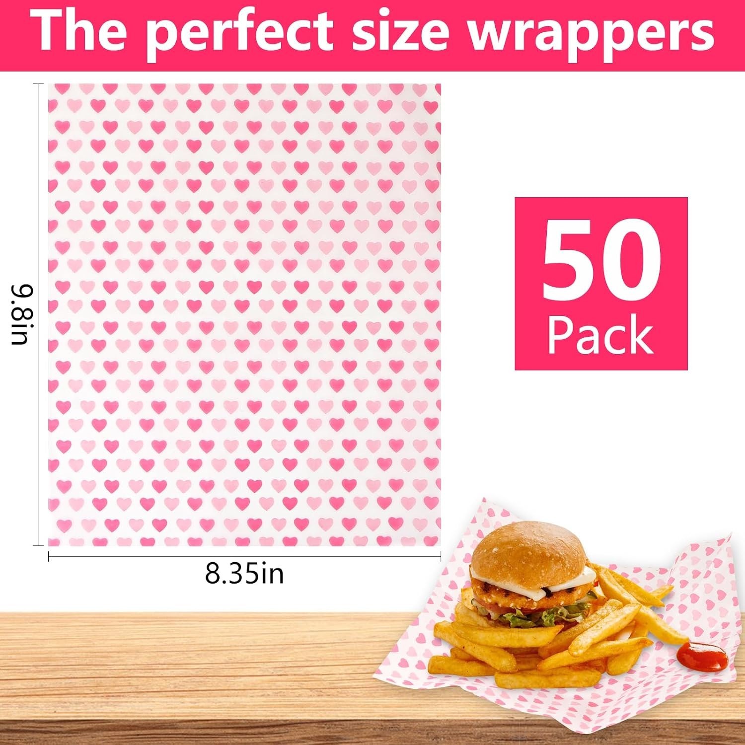 50PCS Wax Paper Sheets Food Wrapping Paper Greaseproof Waterproof Dry Waxed D…