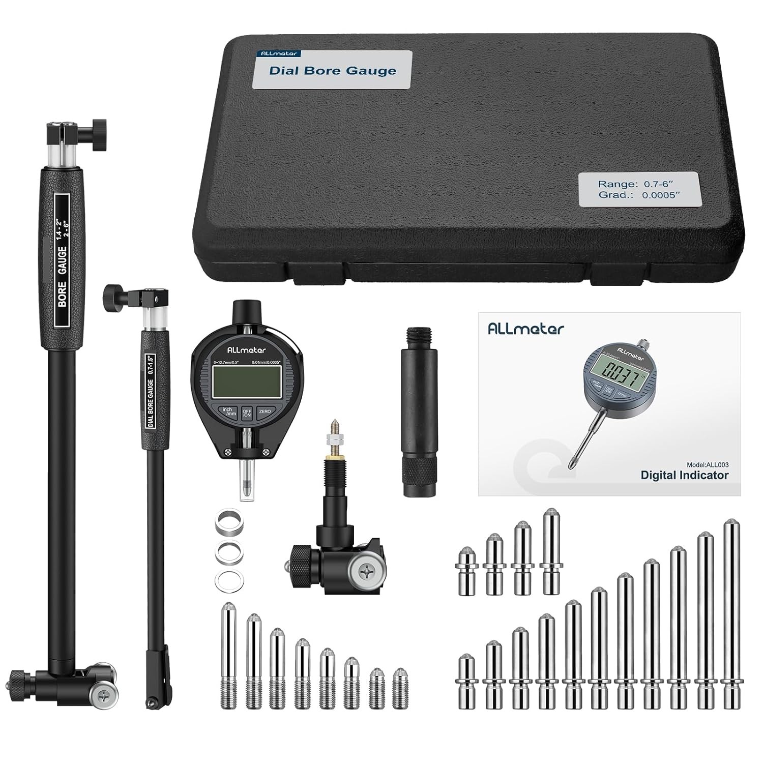 Digital Dial Bore Indicator 0.7″-6″ 0.0005″ Engine Internal Cylinder Gauge Tool
