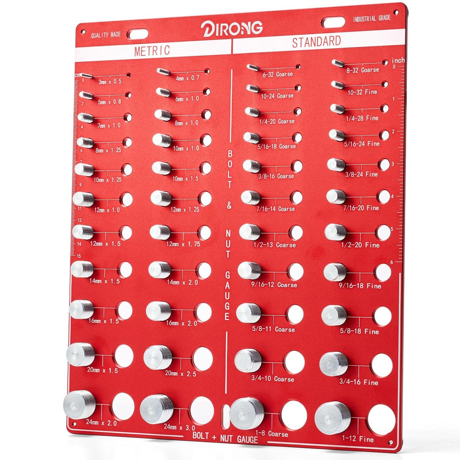 Thread Pitch Gauge & Bolt Size Checker Metric SAE Wall Mount Aluminum