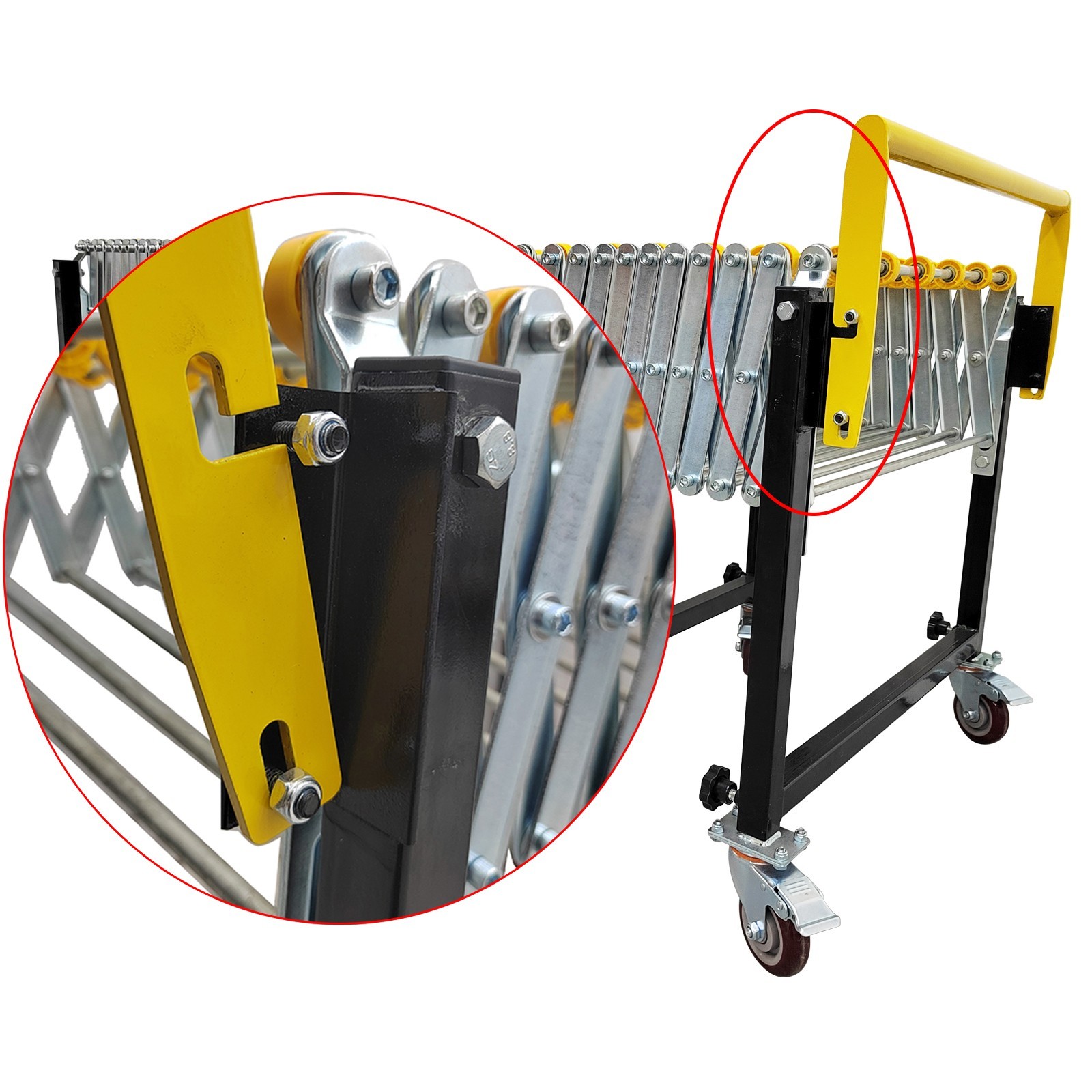 Folding Conveyor 5.1-19.66ft Length Unpowered Roller Conveyors 23.6″ Width