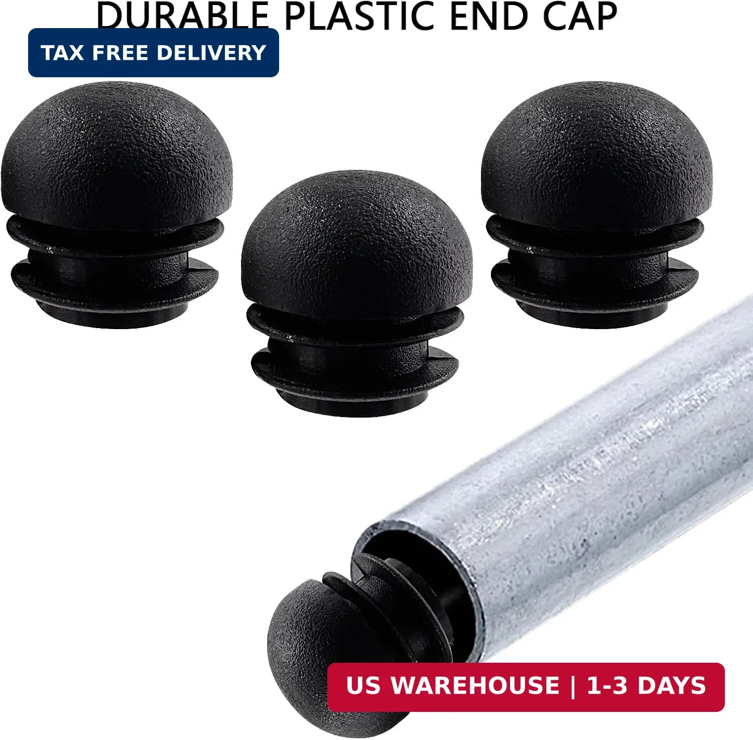 30 Pieces 7/8″ Round Plastic Tube End Caps | Black, for Furniture Legs and Metal