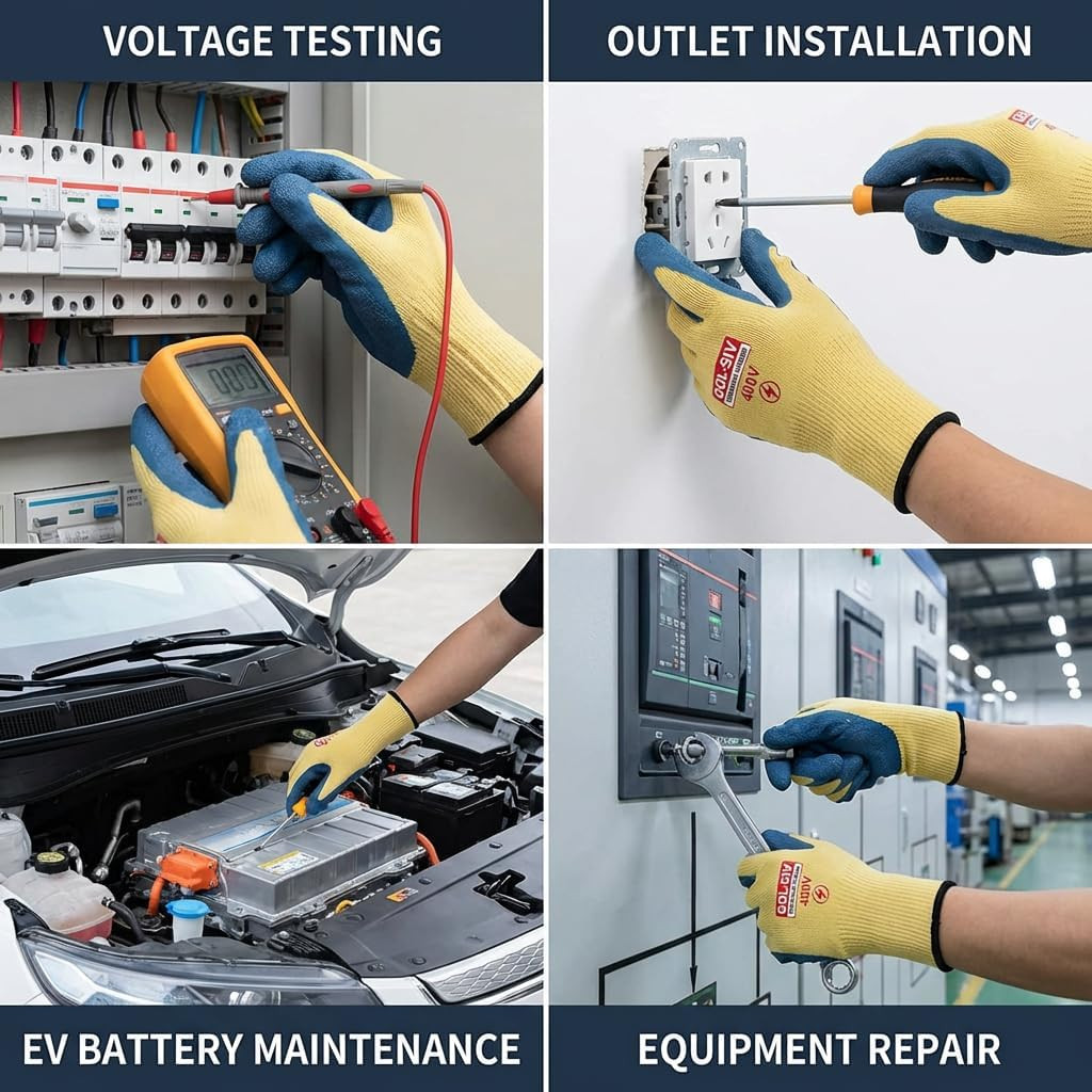 Insulated Electrician Gloves 400V Rubber Safety Work Gloves Size Large