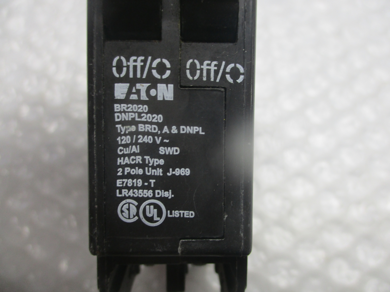EATON BR2020DNPL2020 BREAKER 1POLE 20/20AMP NSNP