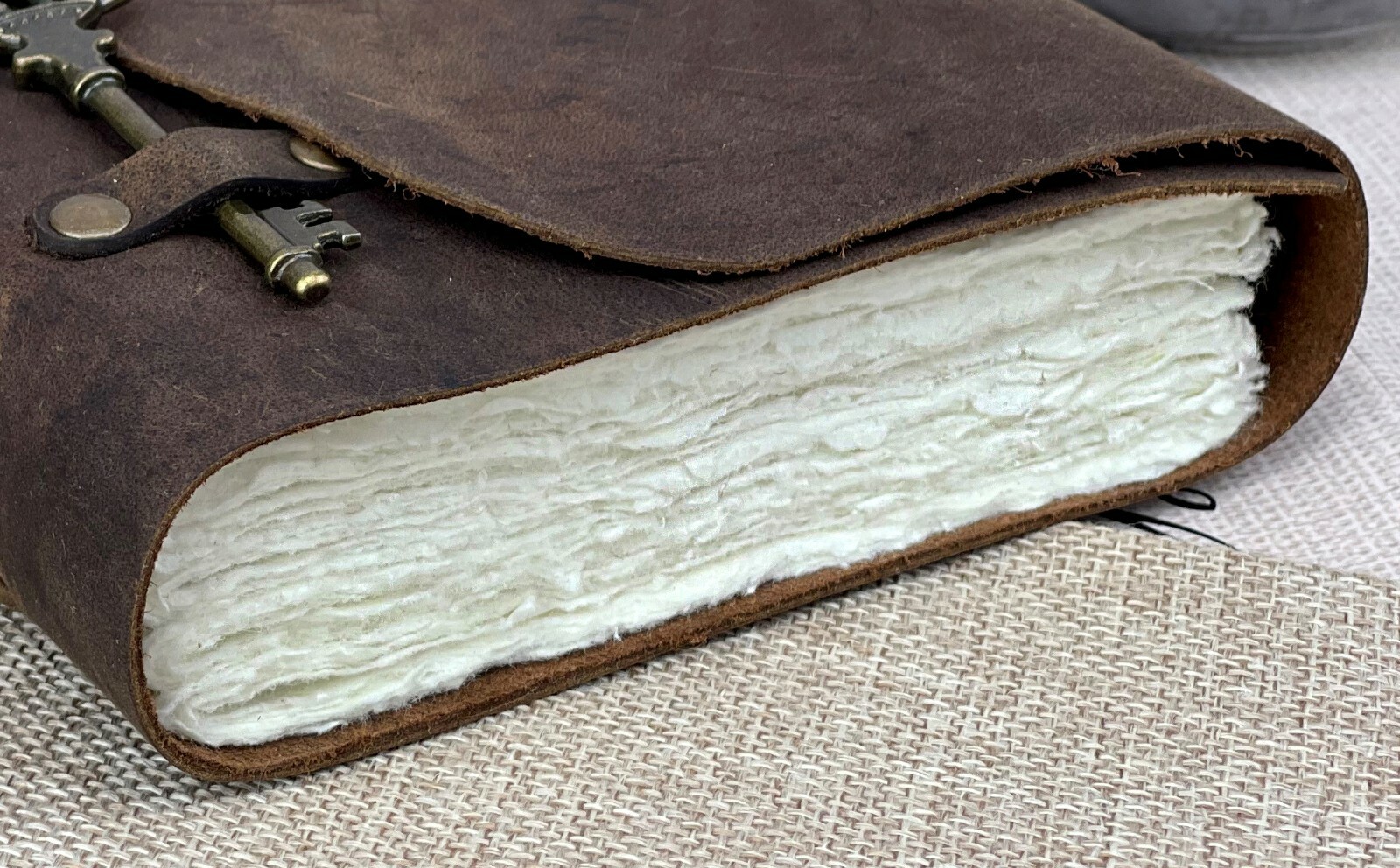 Genuine Leather Journal Vintage Rustic Leather Bound Journal Deckle Edge Paper