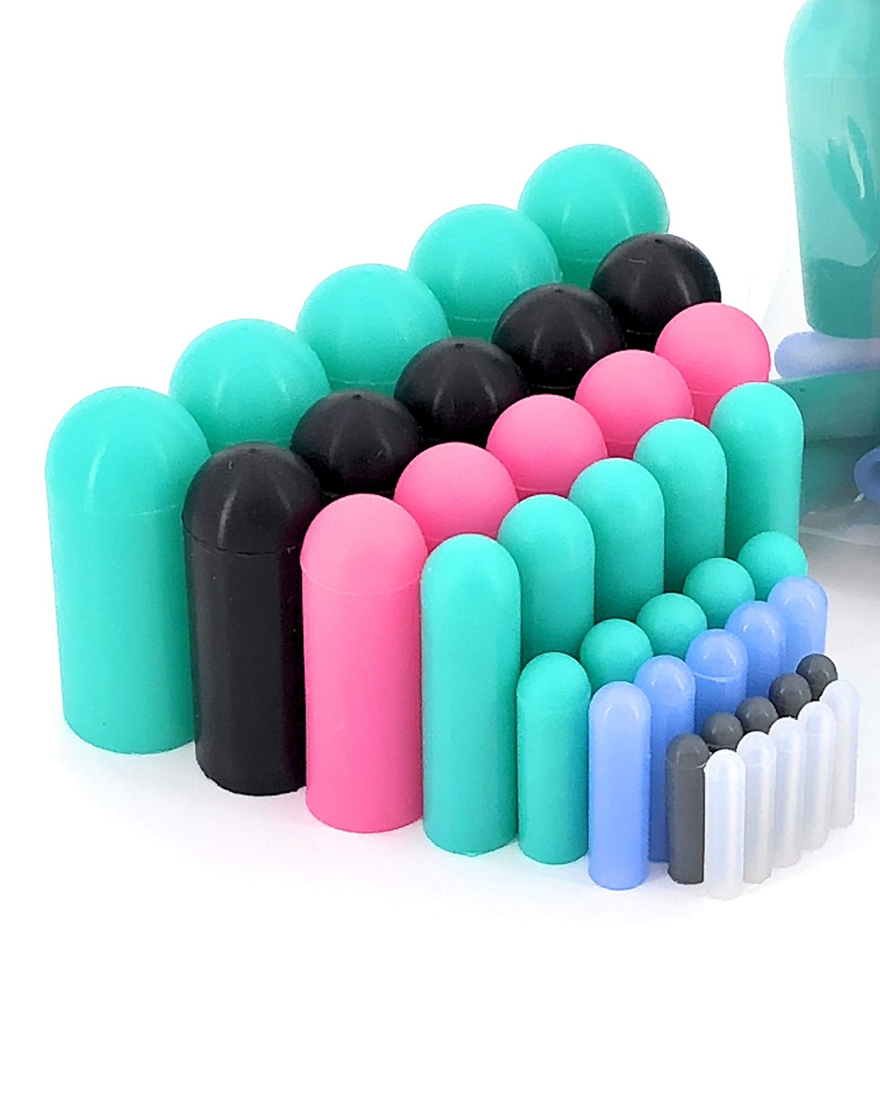 40 Piece High Temp Silicone Rubber Protective End Cap Kit – Clear/Transparent
