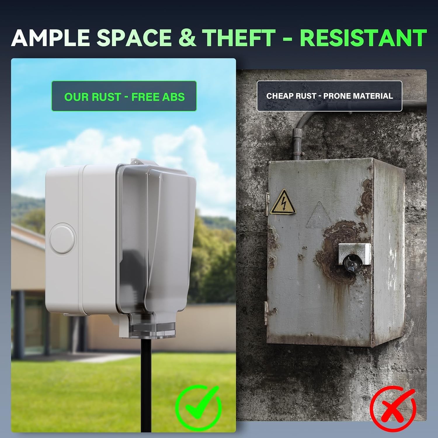 [UL Listed] BSEED 20 Amp GFCI Outdoor Electrical Outlet Box, IP66 Waterproof & L
