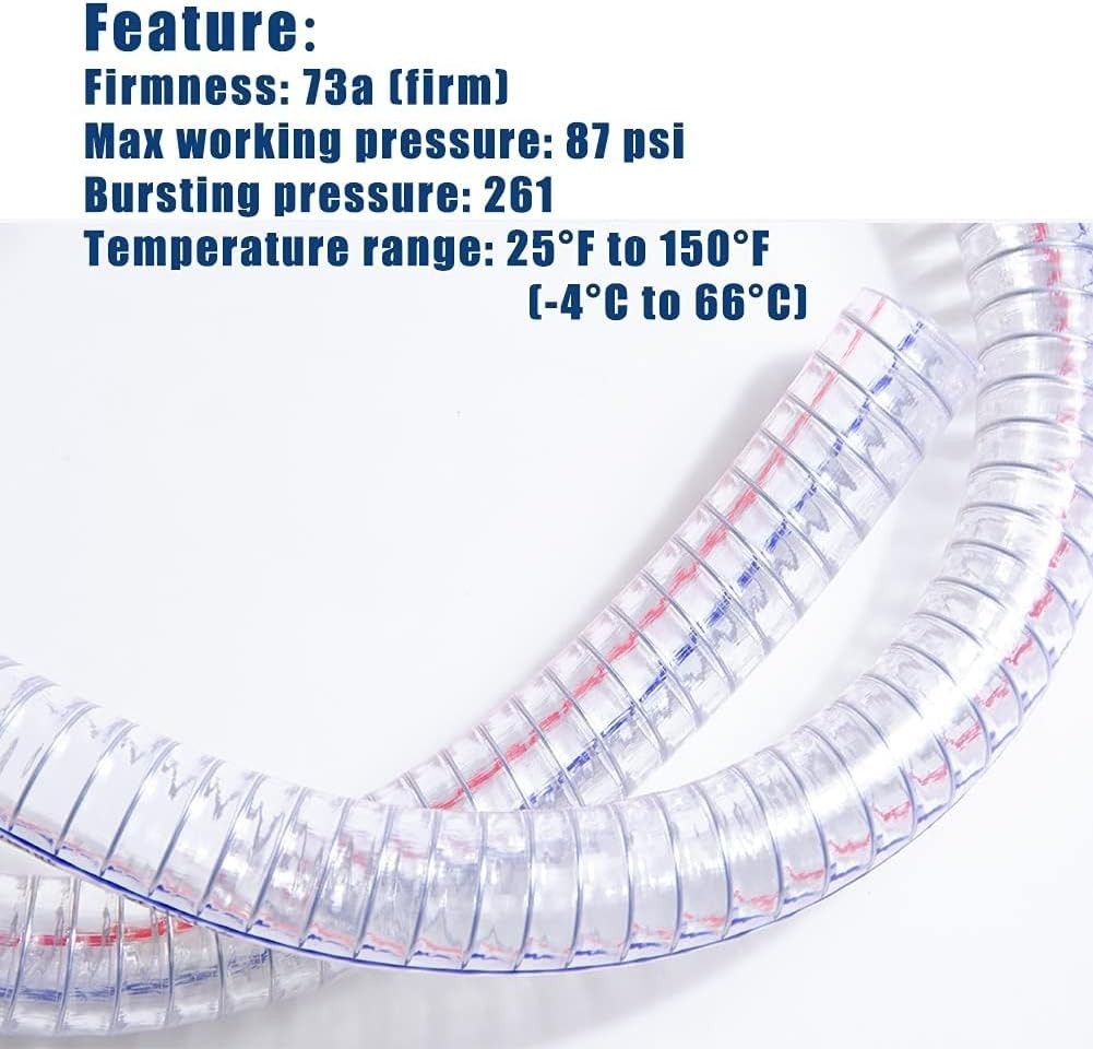 1.3 FT Flexible Steel Wire Suction Hose – 1″ ID, High Pressure & Durable Design